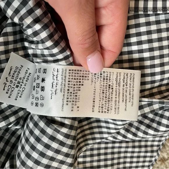 3.1 Phillip Lim Smocked Gingham Top Black/White 2 - Picture 15 of 15